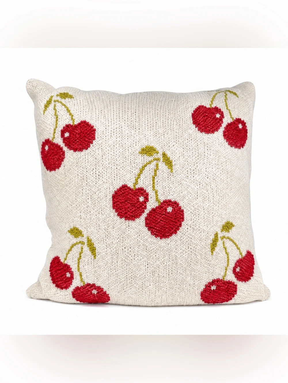 Cherry Knit Decorative Throw Pillow - 3 Piece